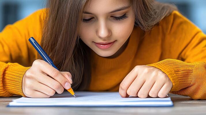 focused-young-woman-with-freckles-sketches-on-white-pad-using-pencil-in-soft-light-photo